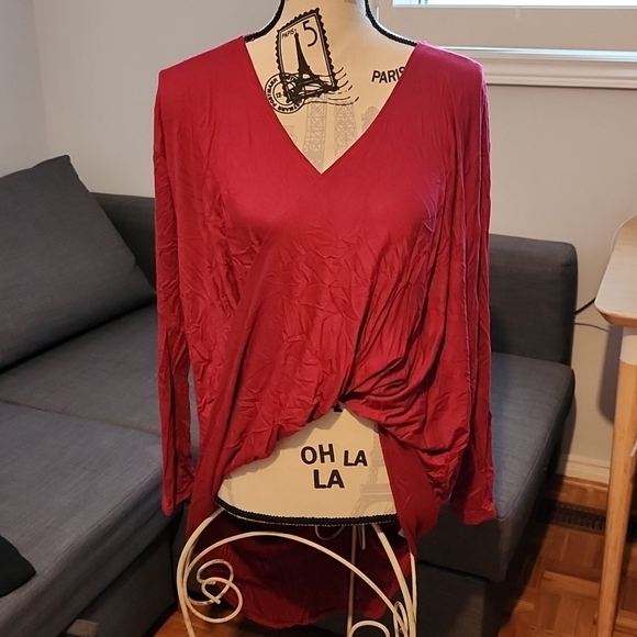 Maroon High Low Tunic *Like New* Sz L - Picture 2 of 5
